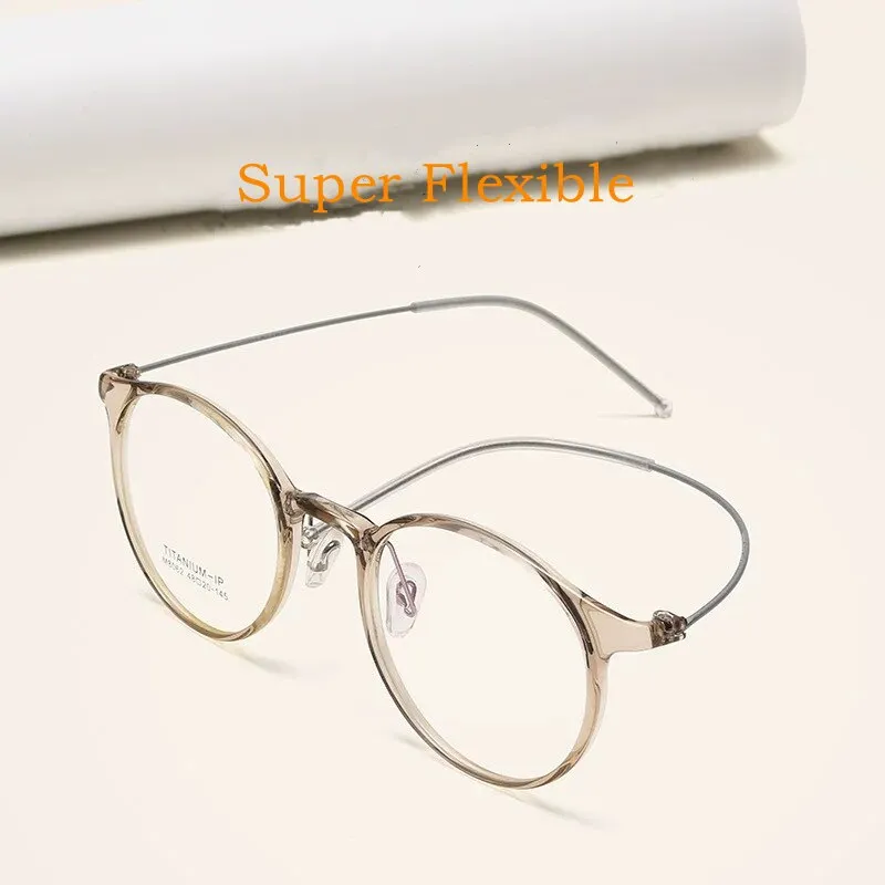 Yimaruili Unisex Full Rim Round Tr 90 Titanium Eyeglasses M8062