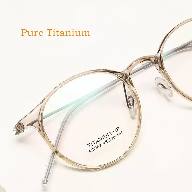 Yimaruili Unisex Full Rim Round Tr 90 Titanium Eyeglasses M8062