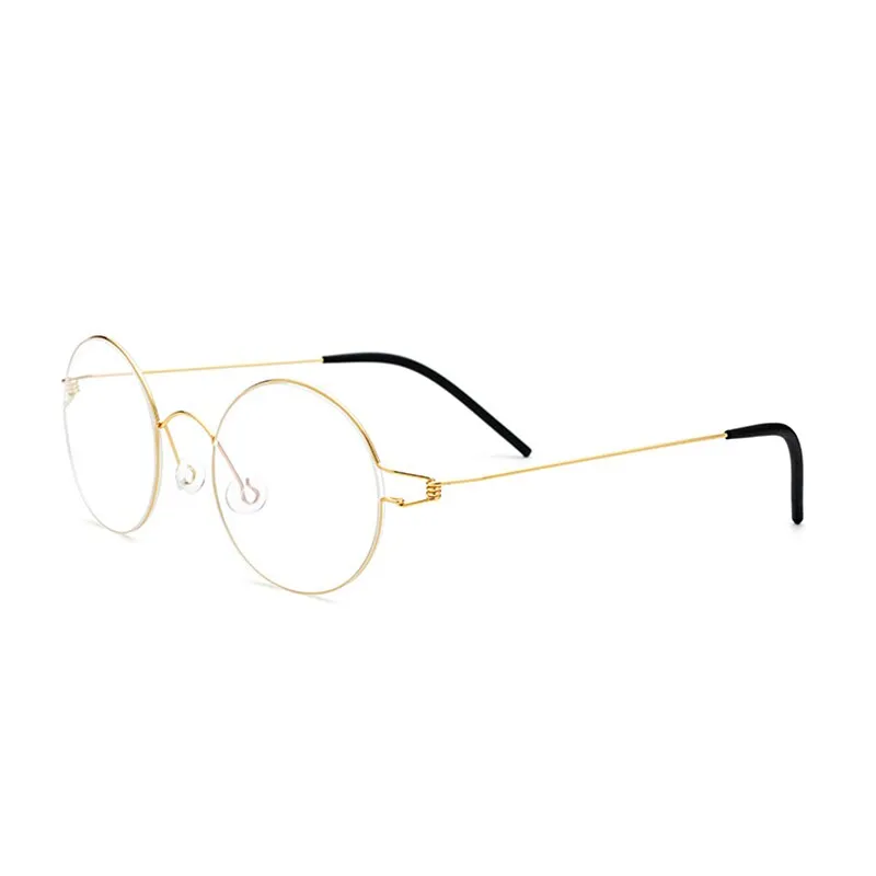 Yimaruili Unisex Full Rim Screwless Titanium Alloy Round Frame Eyeglasses 28607
