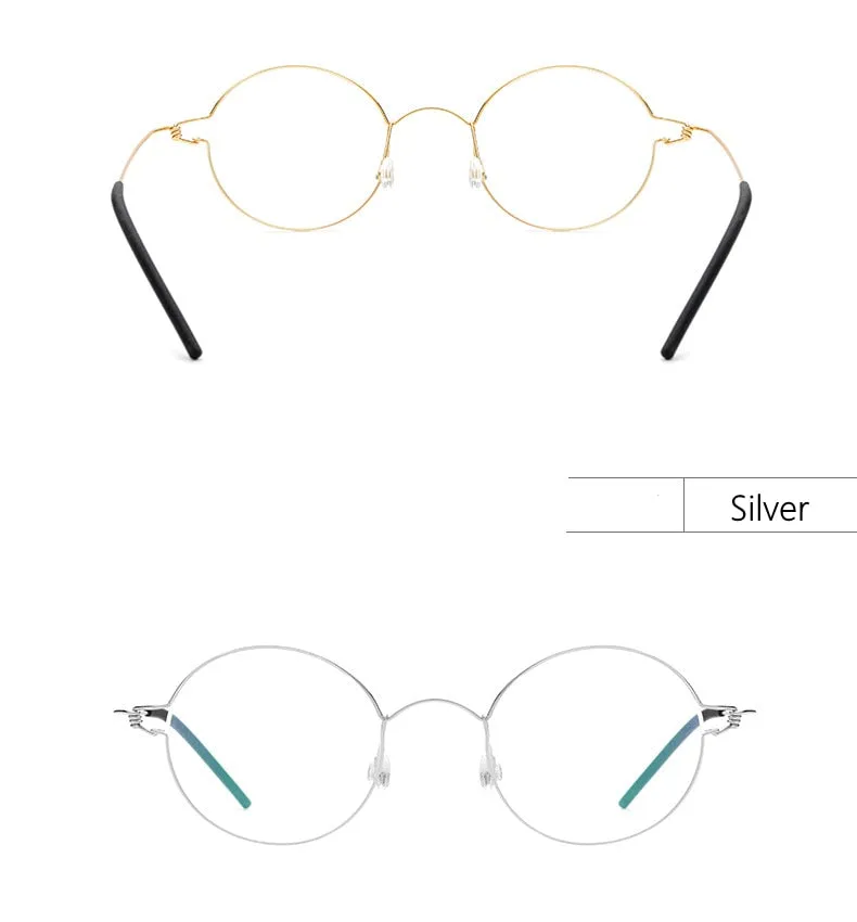 Yimaruili Unisex Full Rim Screwless Titanium Alloy Round Frame Eyeglasses 28607