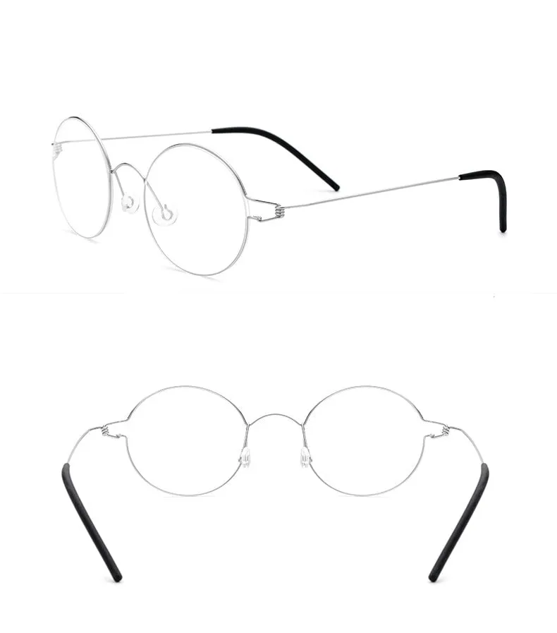 Yimaruili Unisex Full Rim Screwless Titanium Alloy Round Frame Eyeglasses 28607