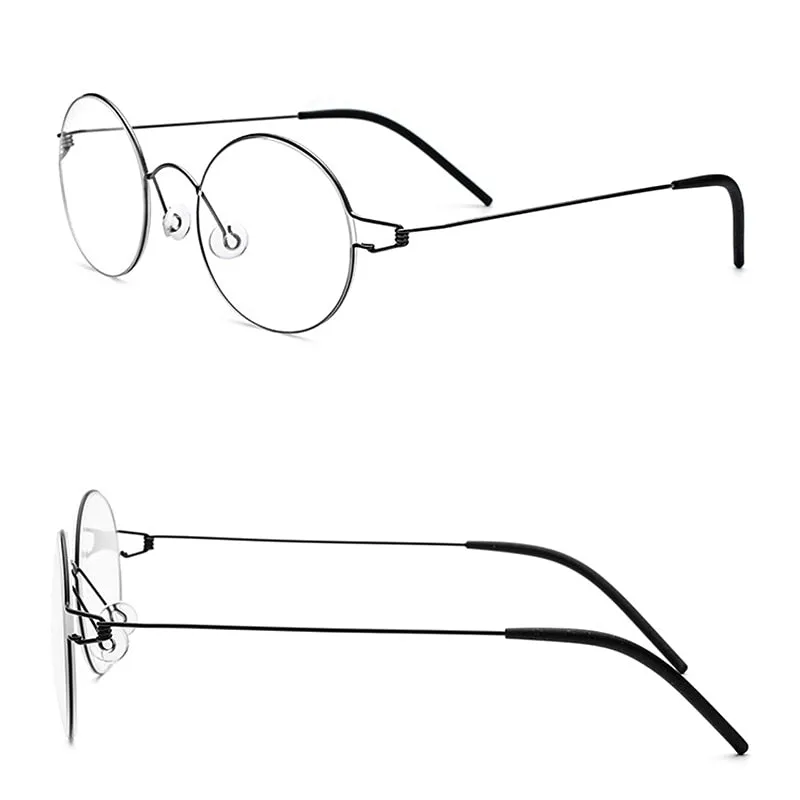 Yimaruili Unisex Full Rim Screwless Titanium Alloy Round Frame Eyeglasses 28607