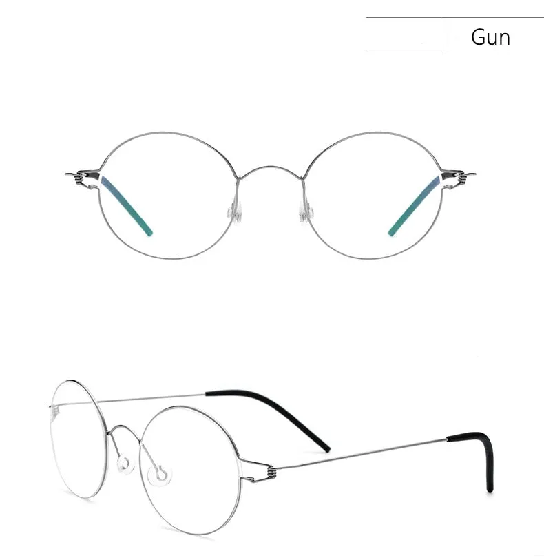 Yimaruili Unisex Full Rim Screwless Titanium Alloy Round Frame Eyeglasses 28607
