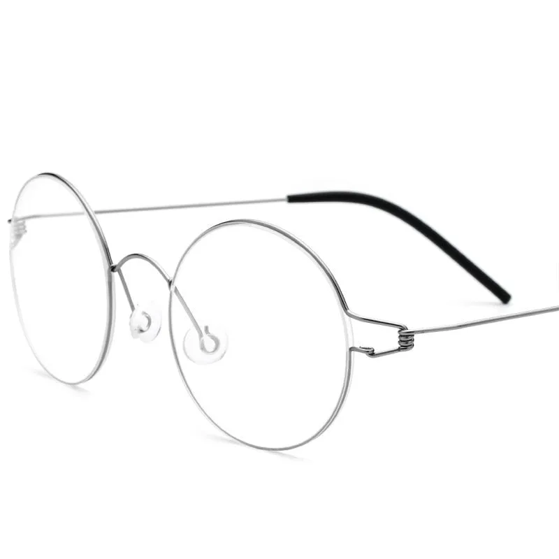 Yimaruili Unisex Full Rim Screwless Titanium Alloy Round Frame Eyeglasses 28607