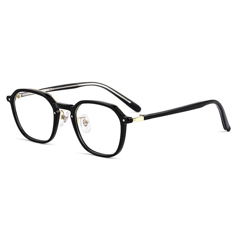 Yimaruili Unisex Full Rim Small Oval Acetate Alloy Eyeglasses KBT98C51