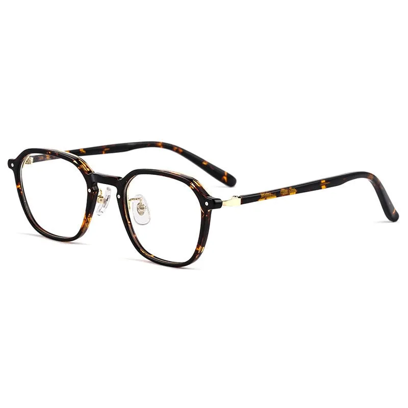 Yimaruili Unisex Full Rim Small Oval Acetate Alloy Eyeglasses KBT98C51