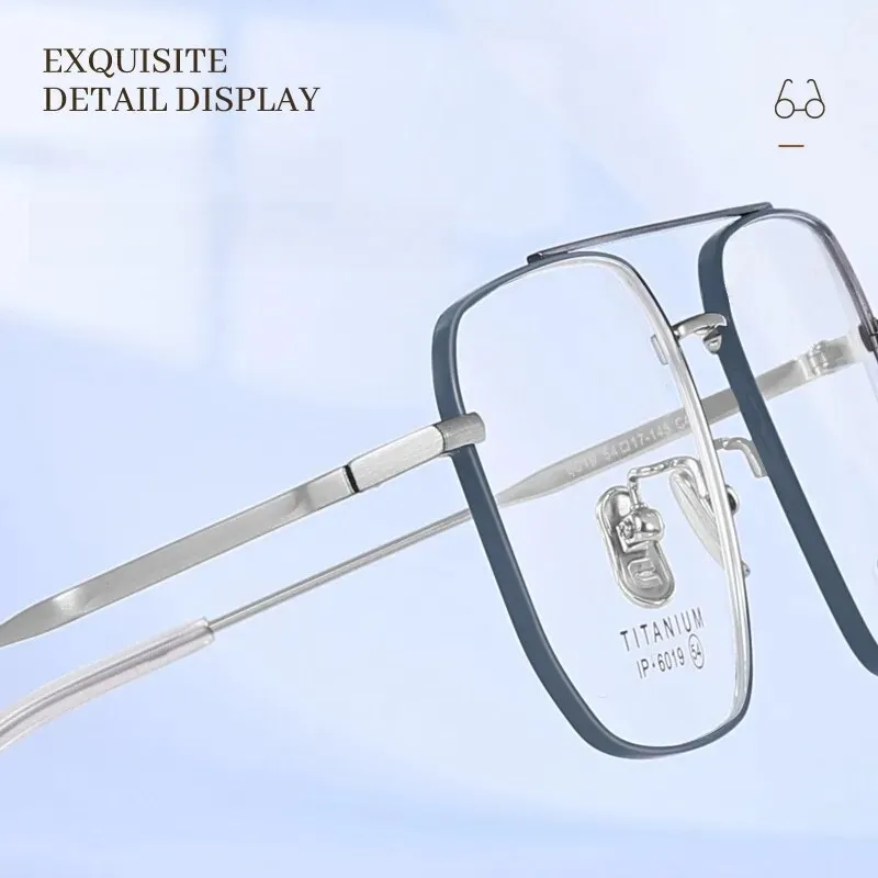 Yimaruili Unisex Full Rim Square Double Bridge Titanium Eyeglasses 6019
