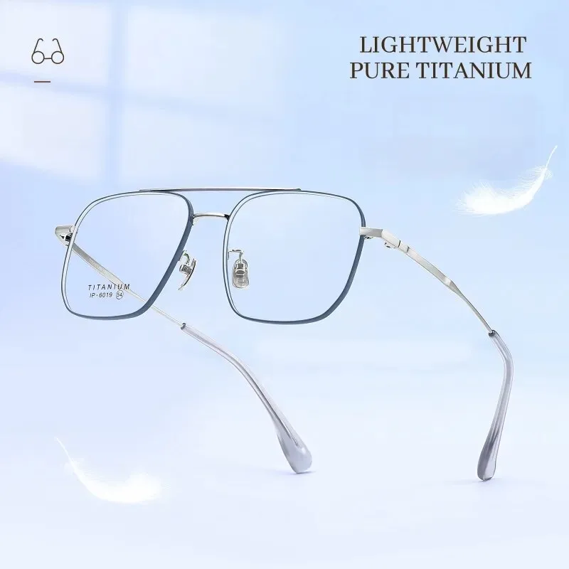 Yimaruili Unisex Full Rim Square Double Bridge Titanium Eyeglasses 6019