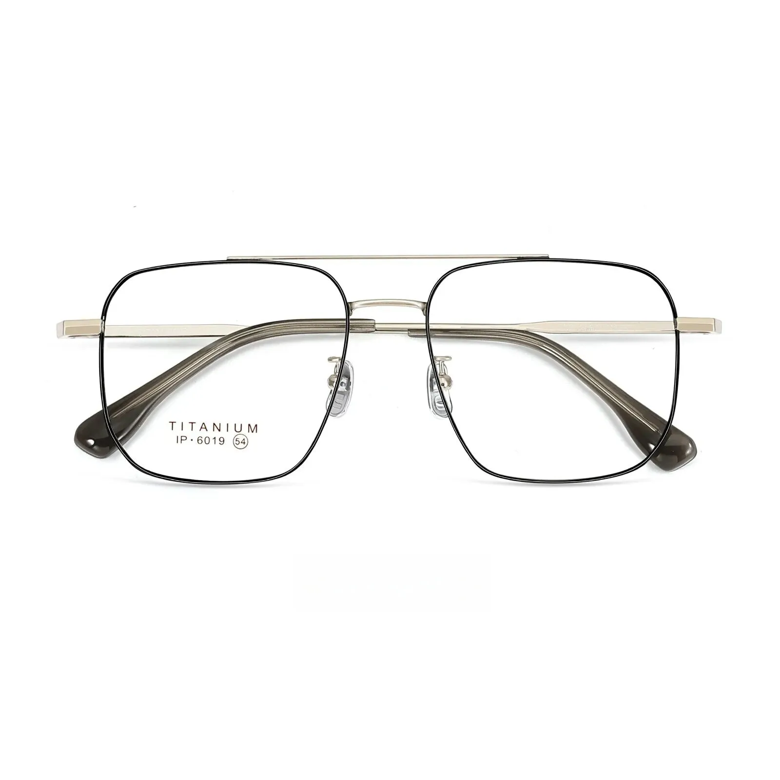 Yimaruili Unisex Full Rim Square Double Bridge Titanium Eyeglasses 6019