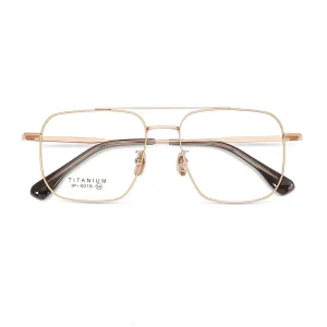 Yimaruili Unisex Full Rim Square Double Bridge Titanium Eyeglasses 6019