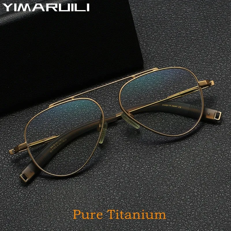 Yimaruili Unisex Full Rim Square Titanium Eyeglasses DLX102