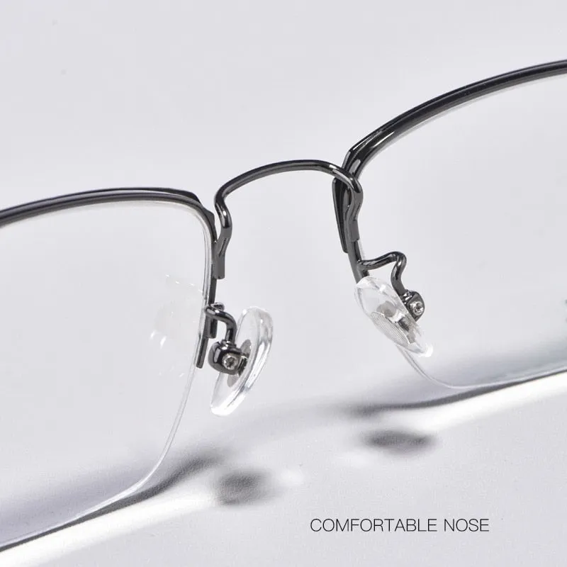 Yimaruili Unisex Semi Rim Titanium Frame Eyeglasses 8017JX