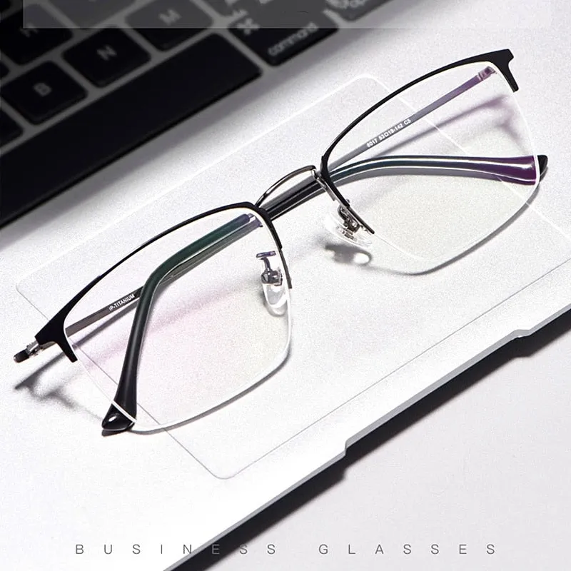 Yimaruili Unisex Semi Rim Titanium Frame Eyeglasses 8017JX