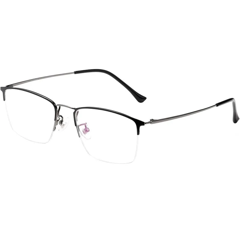 Yimaruili Unisex Semi Rim Titanium Frame Eyeglasses 8017JX