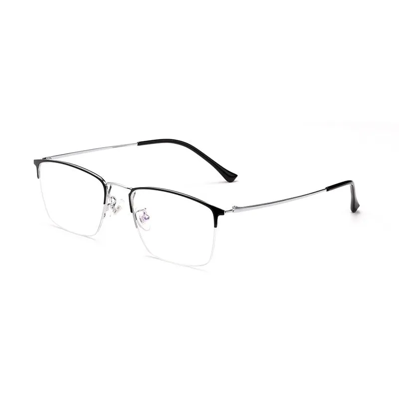 Yimaruili Unisex Semi Rim Titanium Frame Eyeglasses 8017JX
