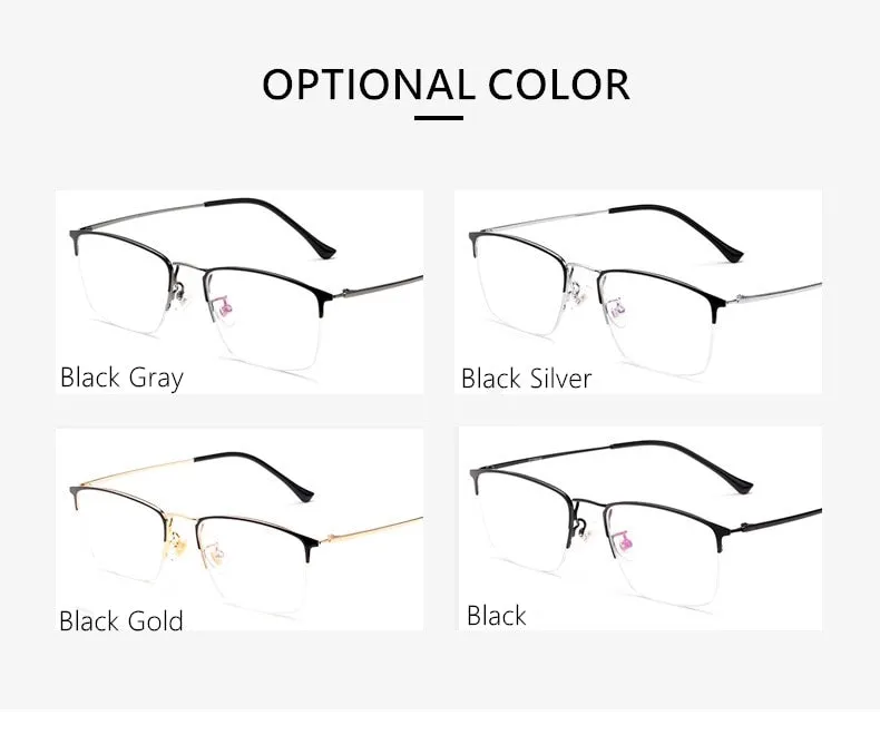 Yimaruili Unisex Semi Rim Titanium Frame Eyeglasses 8017JX
