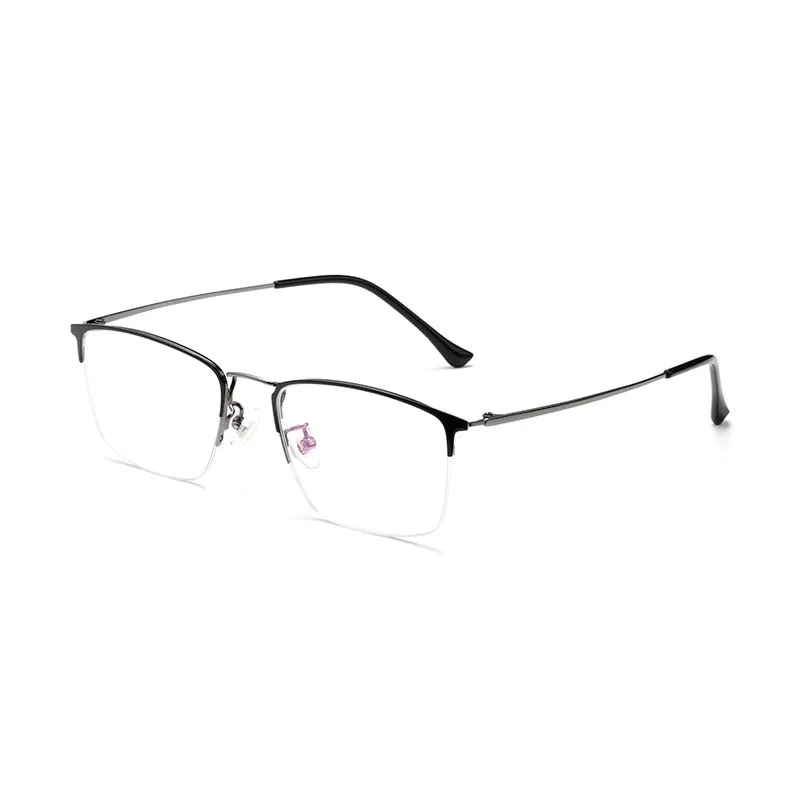 Yimaruili Unisex Semi Rim Titanium Frame Eyeglasses 8017JX