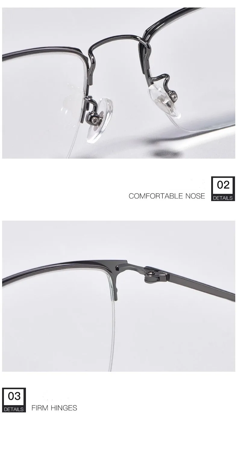 Yimaruili Unisex Semi Rim Titanium Frame Eyeglasses 8017JX