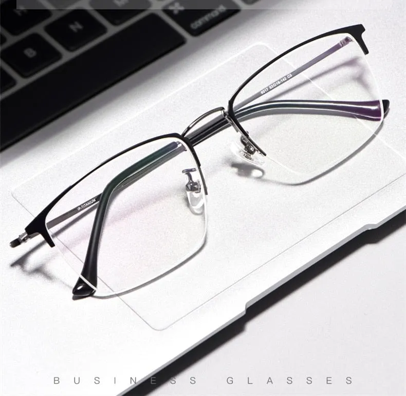 Yimaruili Unisex Semi Rim Titanium Frame Eyeglasses 8017JX