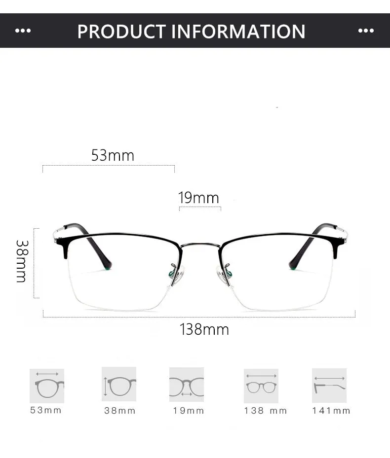 Yimaruili Unisex Semi Rim Titanium Frame Eyeglasses 8017JX