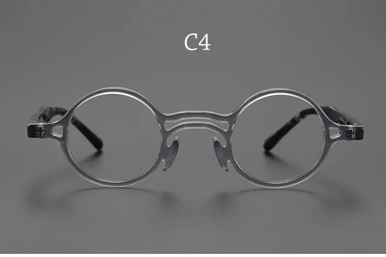 Yujo Men's Full Rim Small Round Double Bridge Acetate Eyeglasses 2058e