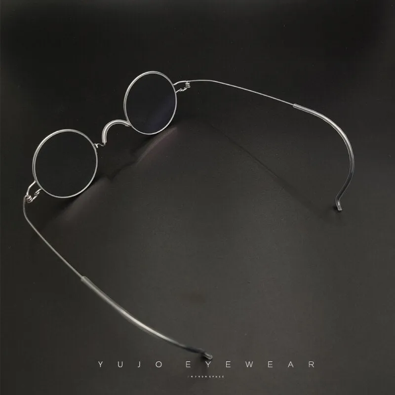 Yujo Unisex Full Rim 35mm Round Stainless Steel Eyeglasses Y055