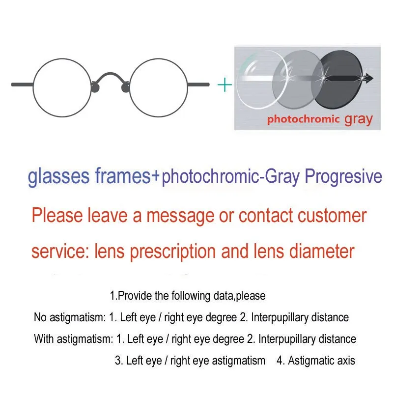 Yujo Unisex Full Rim 35mm Round Stainless Steel Eyeglasses Y055