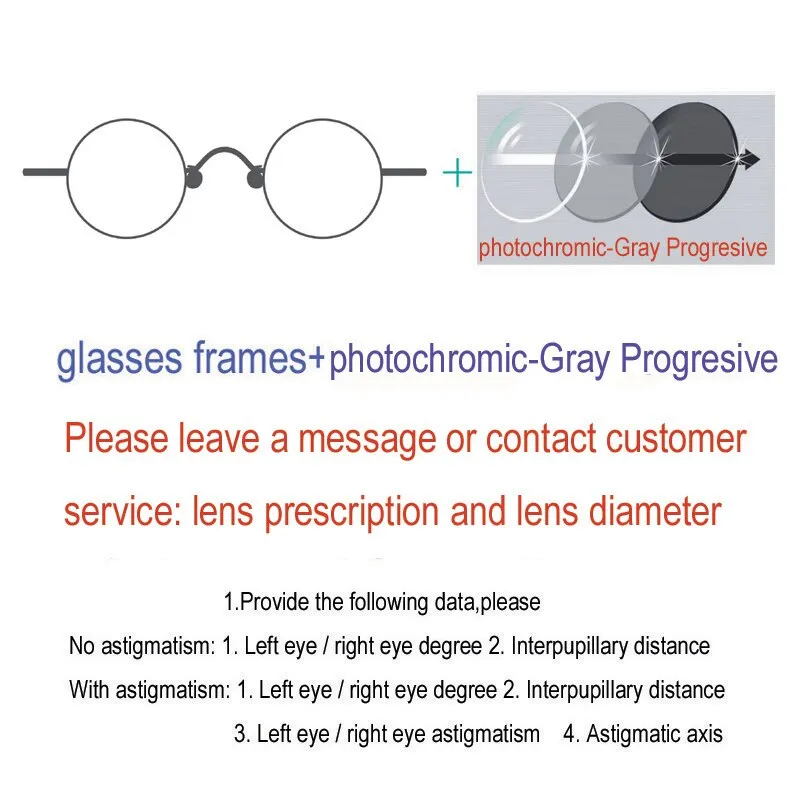 Yujo Unisex Full Rim 35mm Round Stainless Steel Eyeglasses Y055