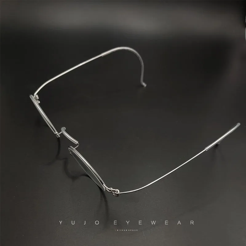 Yujo Unisex Full Rim 35mm Round Stainless Steel Eyeglasses Y055