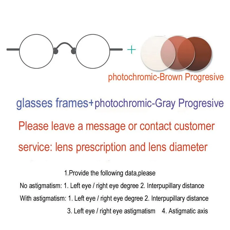 Yujo Unisex Full Rim 35mm Round Stainless Steel Eyeglasses Y055