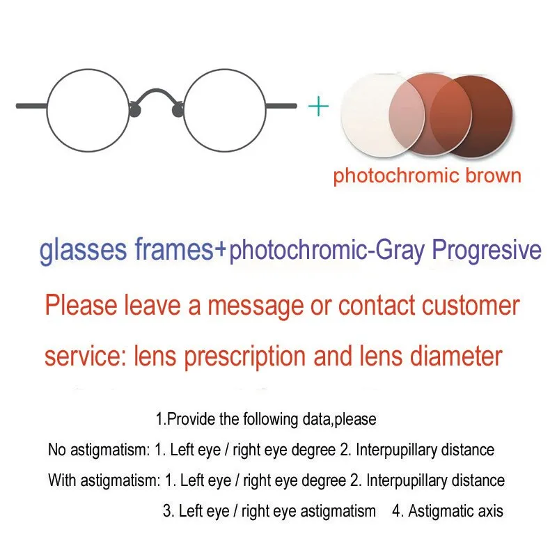 Yujo Unisex Full Rim 35mm Round Stainless Steel Eyeglasses Y055