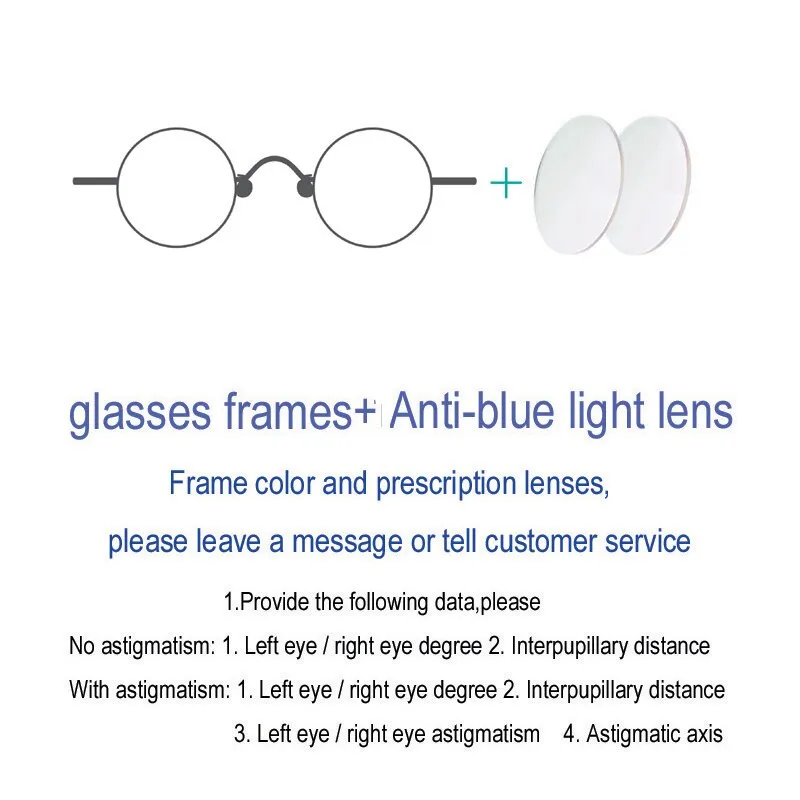 Yujo Unisex Full Rim 35mm Round Stainless Steel Eyeglasses Y055