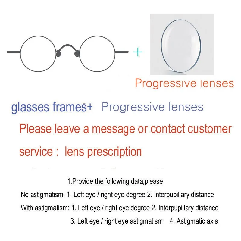 Yujo Unisex Full Rim 35mm Round Stainless Steel Eyeglasses Y055