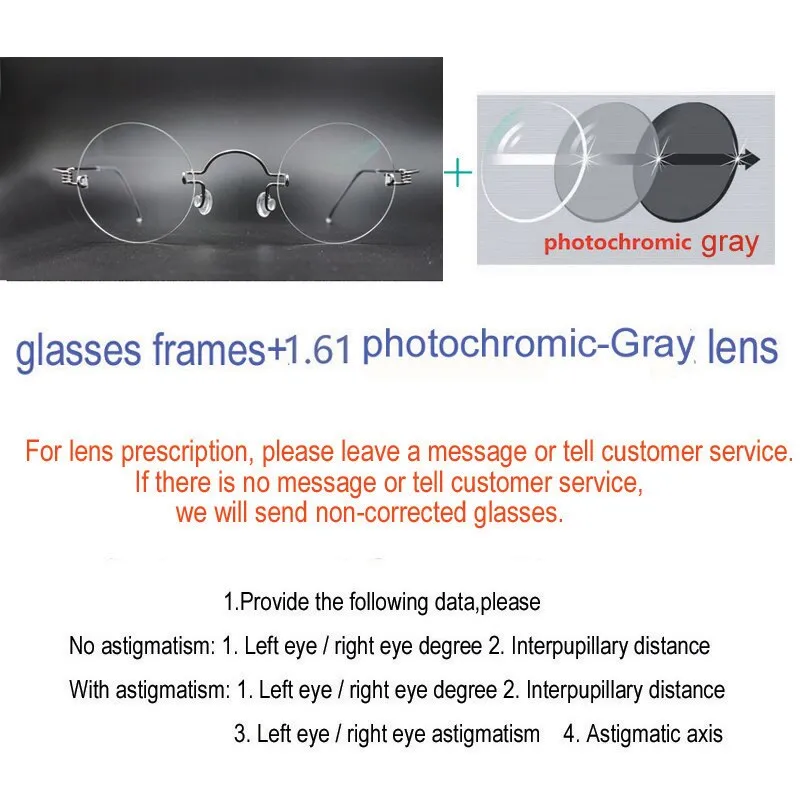 Yujo Unisex Round Rimless Stainless Steel Eyeglasses Y017