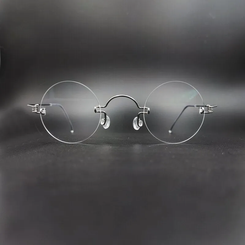 Yujo Unisex Round Rimless Stainless Steel Eyeglasses Y017