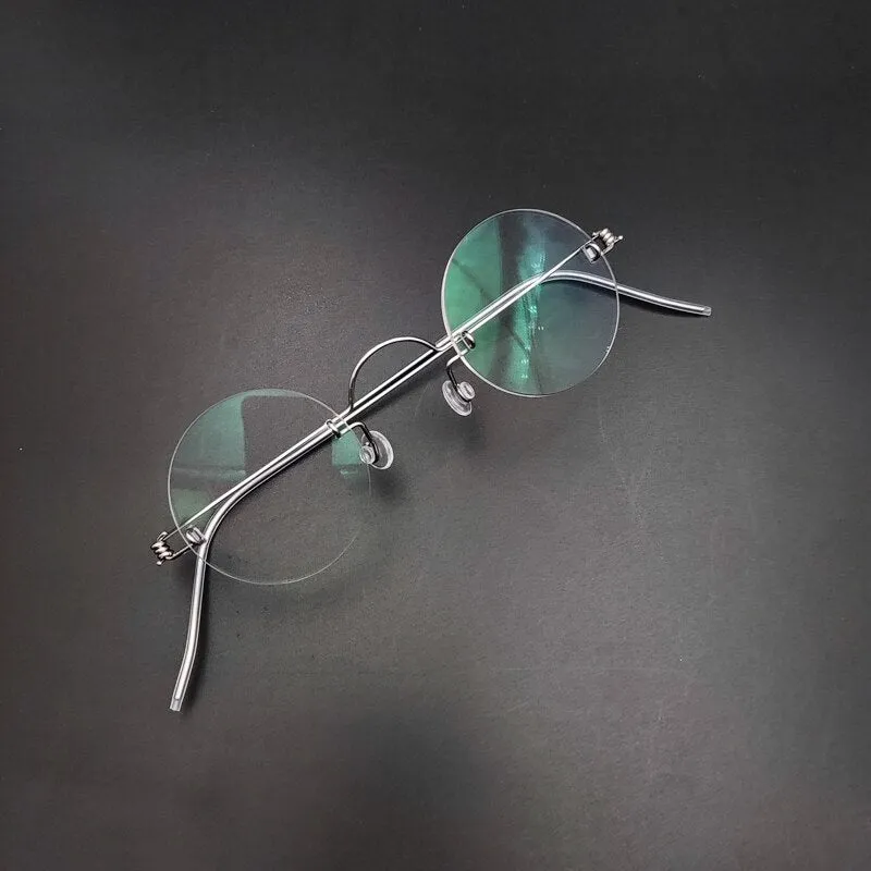 Yujo Unisex Round Rimless Stainless Steel Eyeglasses Y017