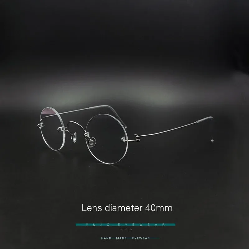 Yujo Unisex Round Rimless Stainless Steel Eyeglasses Y017