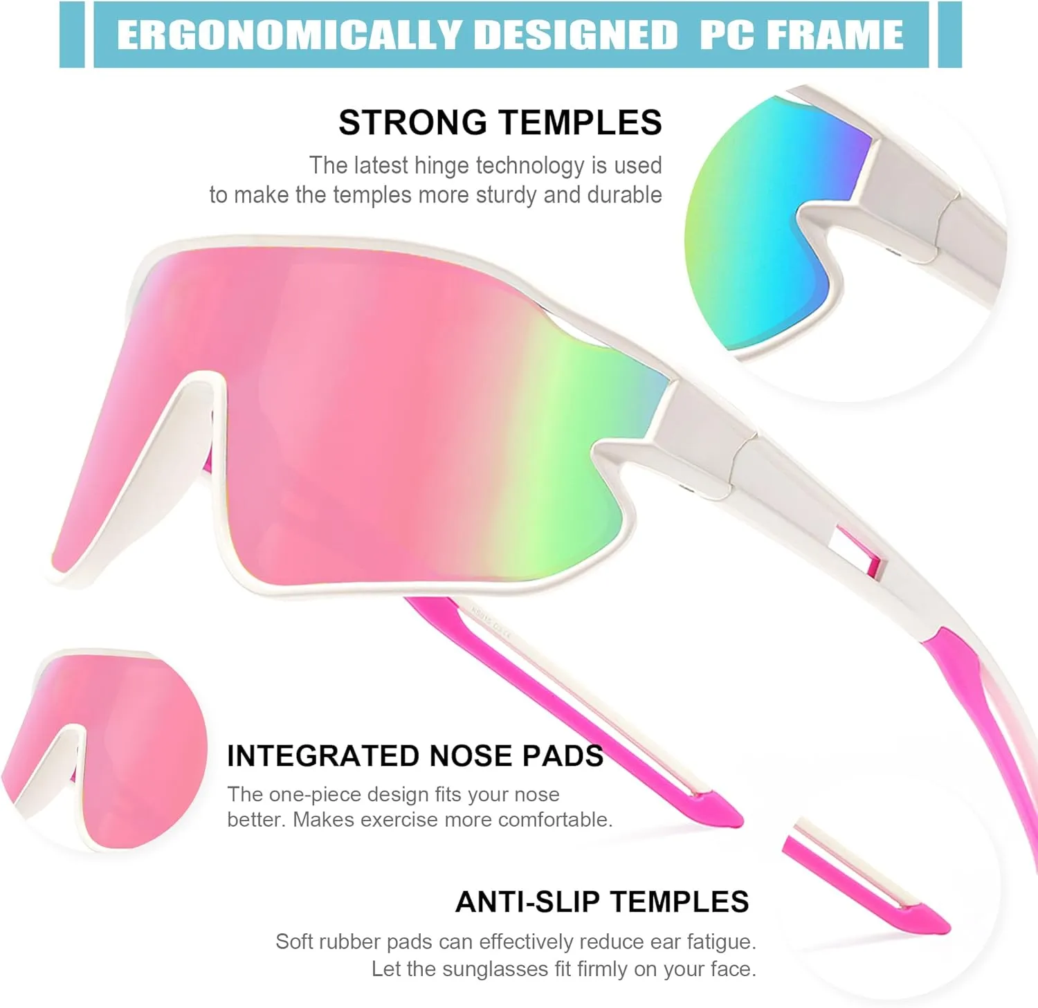 YUNBLL&KO Kids Sunglasses Youth Baseball Sun Glasses TR90 Lightweight Frame UV400 Sports Cycling Sunglasses for Girls Boys