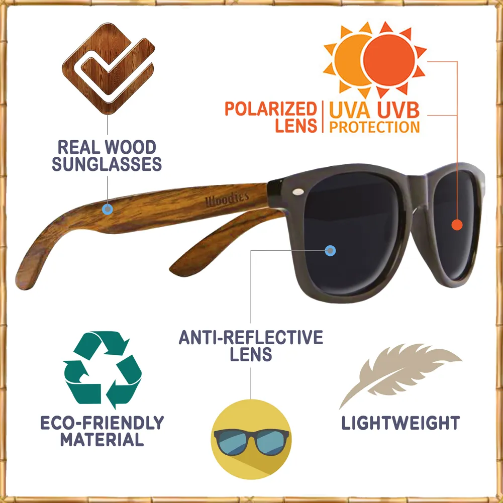 Zebra Wood Sunglasses with Pink Mirror Polarized Lens