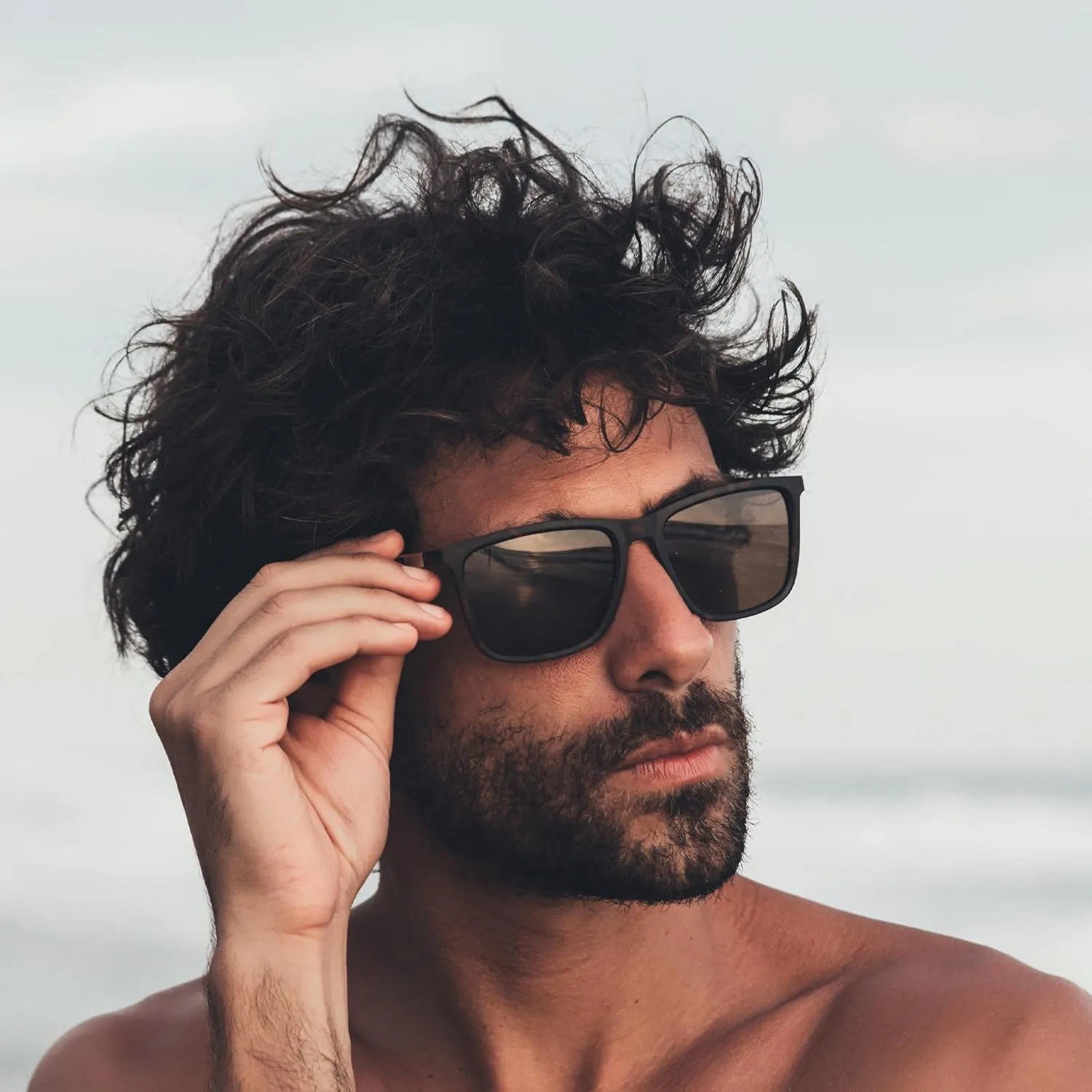 ZENOTTIC Polarized Sunglasses for Men Rectangle Ultralight Carbon Fiber Frame UV400 Protection Classic Sun Glasses