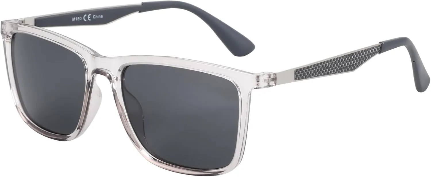 ZENOTTIC Polarized Sunglasses for Men Rectangle Ultralight Carbon Fiber Frame UV400 Protection Classic Sun Glasses