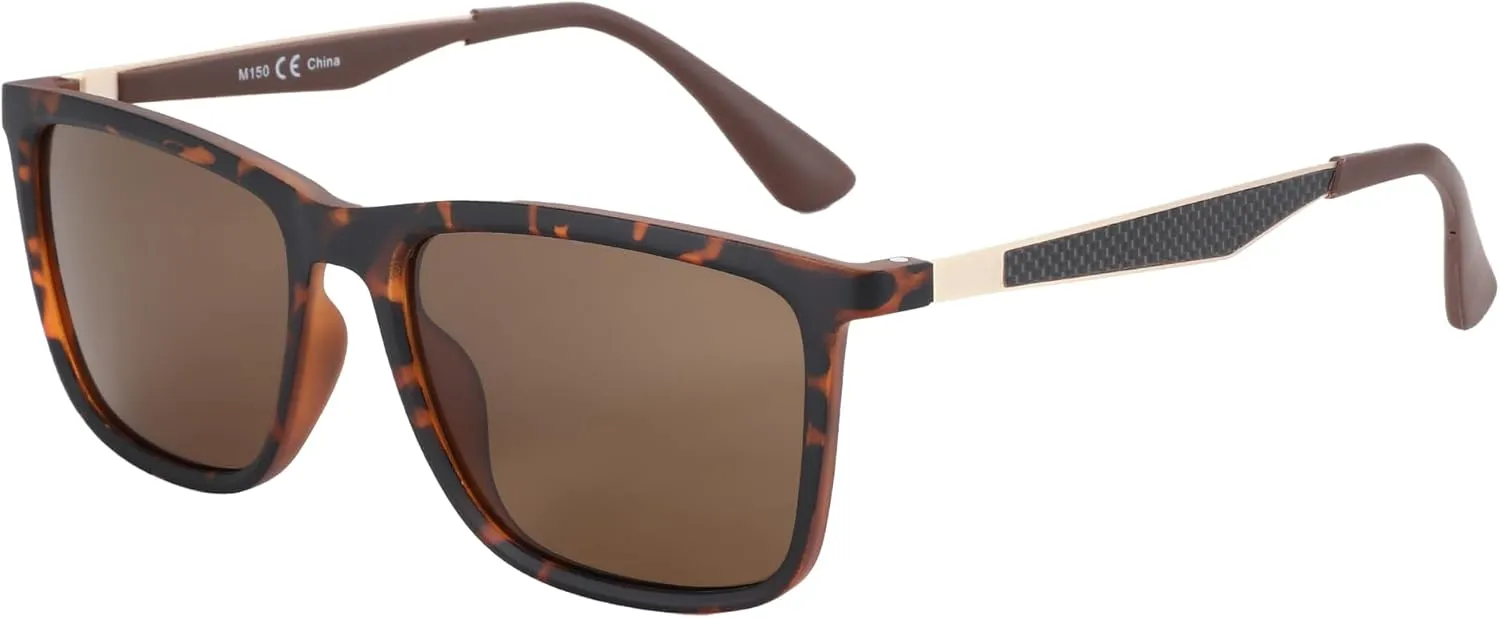 ZENOTTIC Polarized Sunglasses for Men Rectangle Ultralight Carbon Fiber Frame UV400 Protection Classic Sun Glasses
