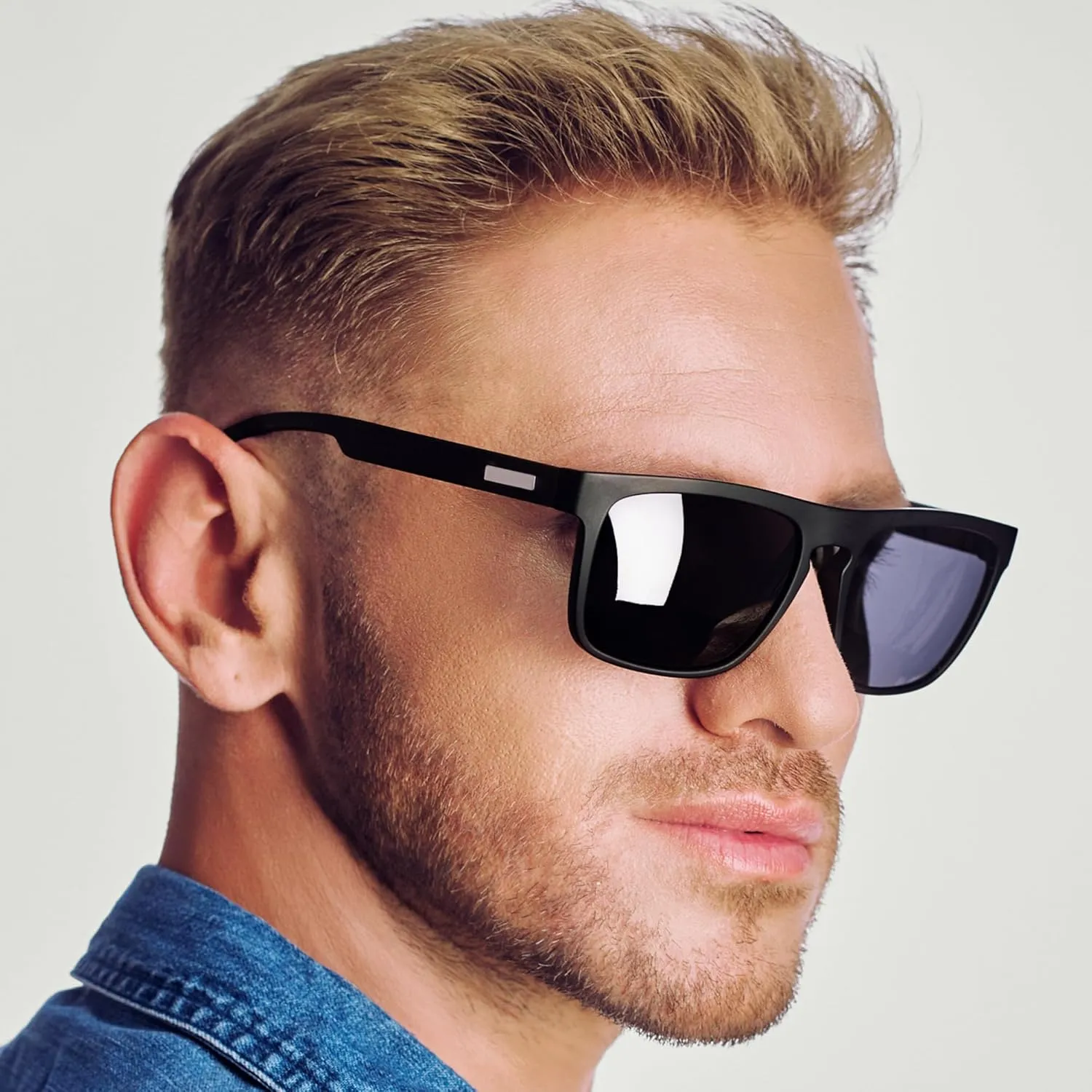 ZENOTTIC Polarized Sunglasses Men Square: Unbreakable TR90 Frame Carbon Fiber Temple UV400 Protection Sun Glasses for Driving