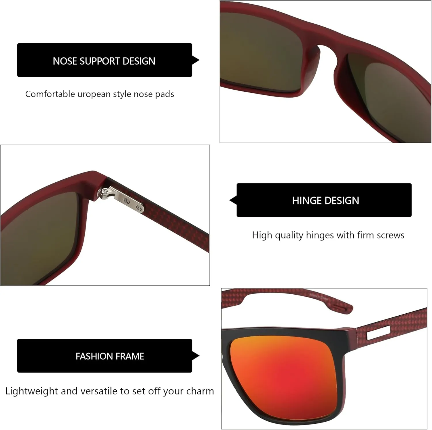 ZENOTTIC Polarized Sunglasses Men Square: Unbreakable TR90 Frame Carbon Fiber Temple UV400 Protection Sun Glasses for Driving