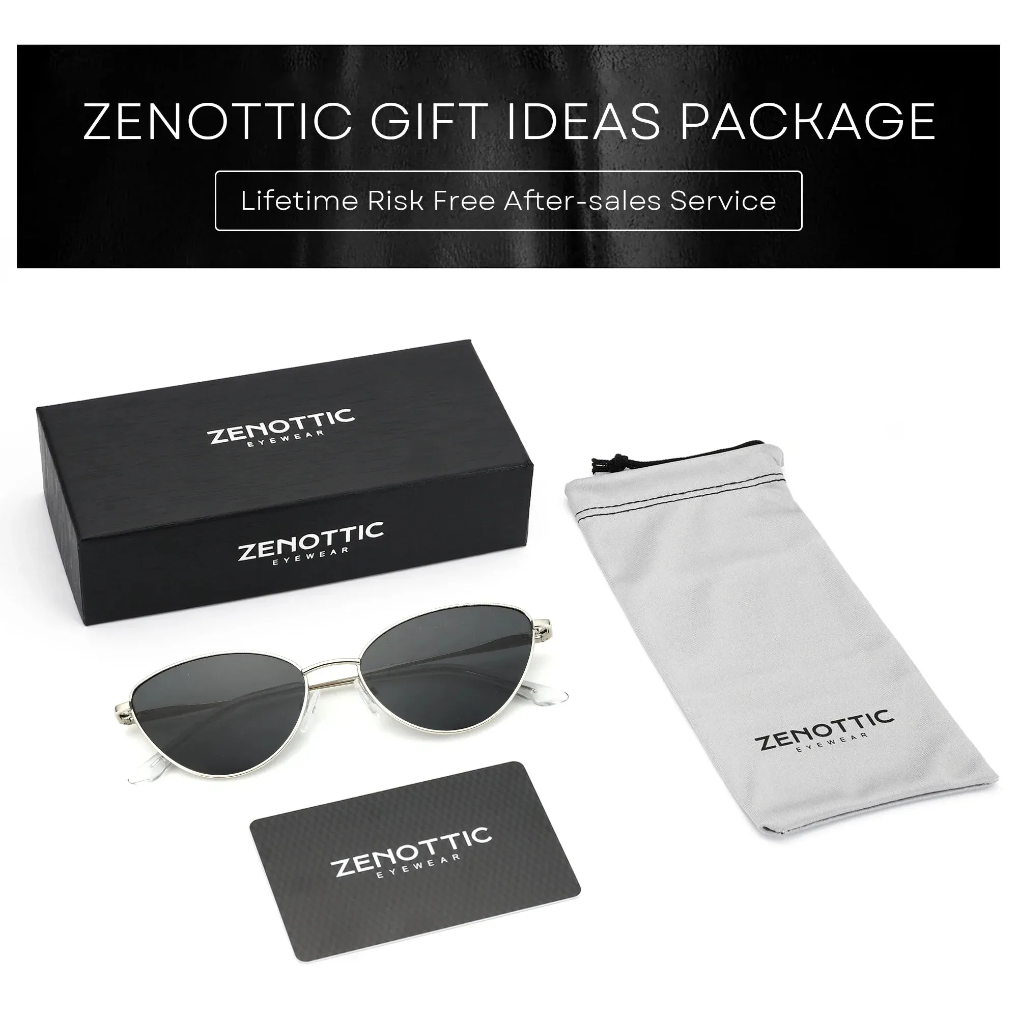 ZENOTTIC Vintage Cat Eye Sunglasses Polarized UV Protection