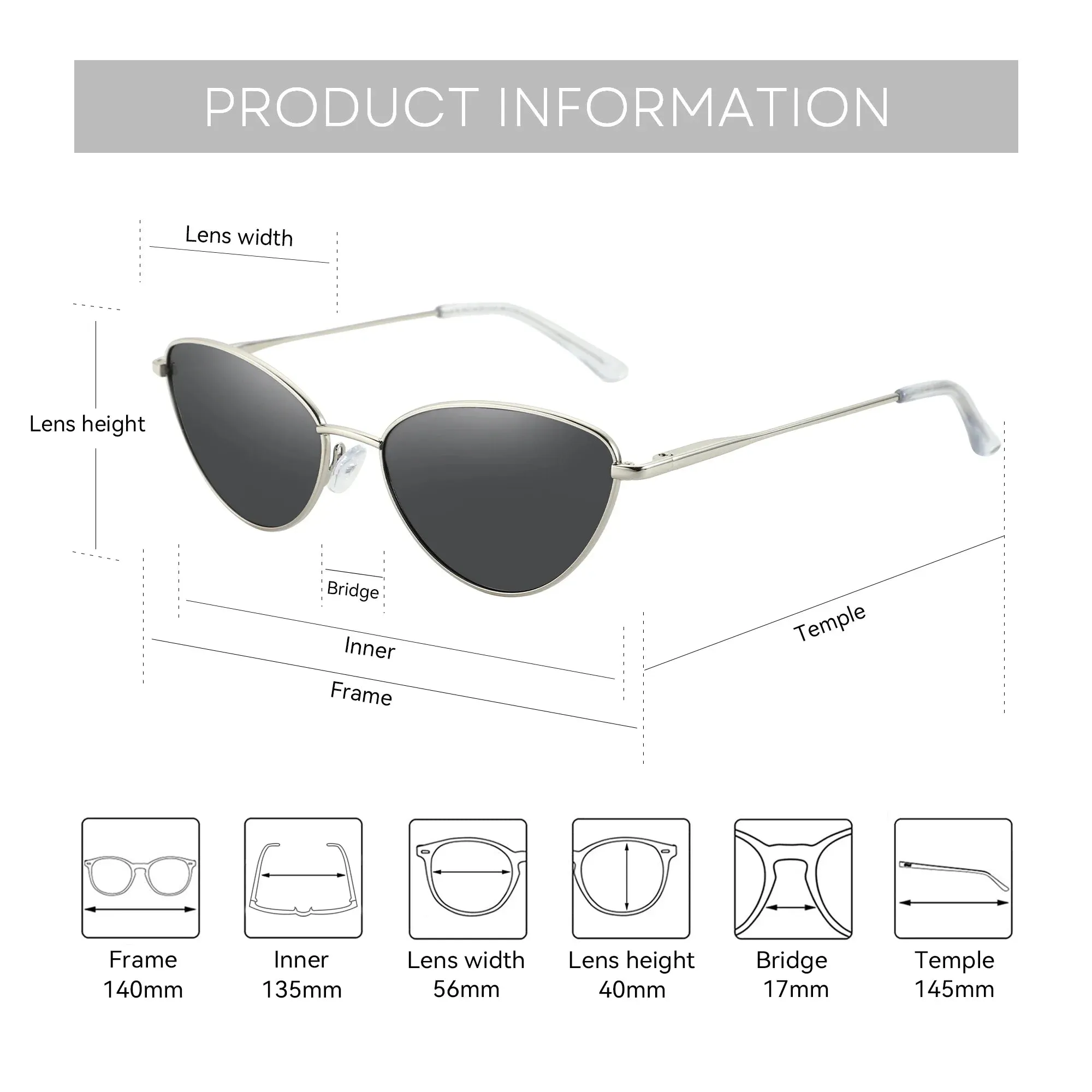 ZENOTTIC Vintage Cat Eye Sunglasses Polarized UV Protection