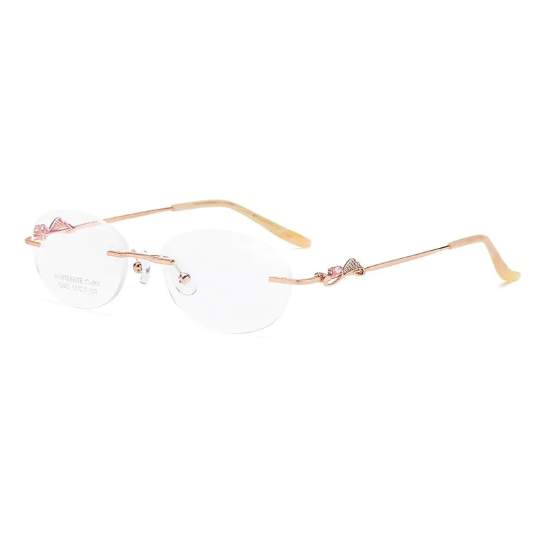 Zirosat 52052 Women's Eyeglasses Alloy Rimless Diamond Cutting