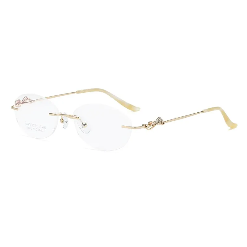 Zirosat 52052 Women's Eyeglasses Alloy Rimless Diamond Cutting