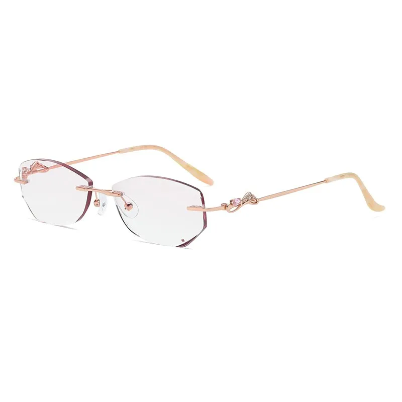 Zirosat 52052 Women's Eyeglasses Alloy Rimless Diamond Cutting