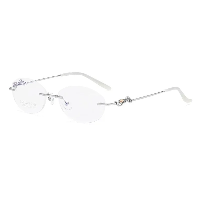 Zirosat 52052 Women's Eyeglasses Alloy Rimless Diamond Cutting
